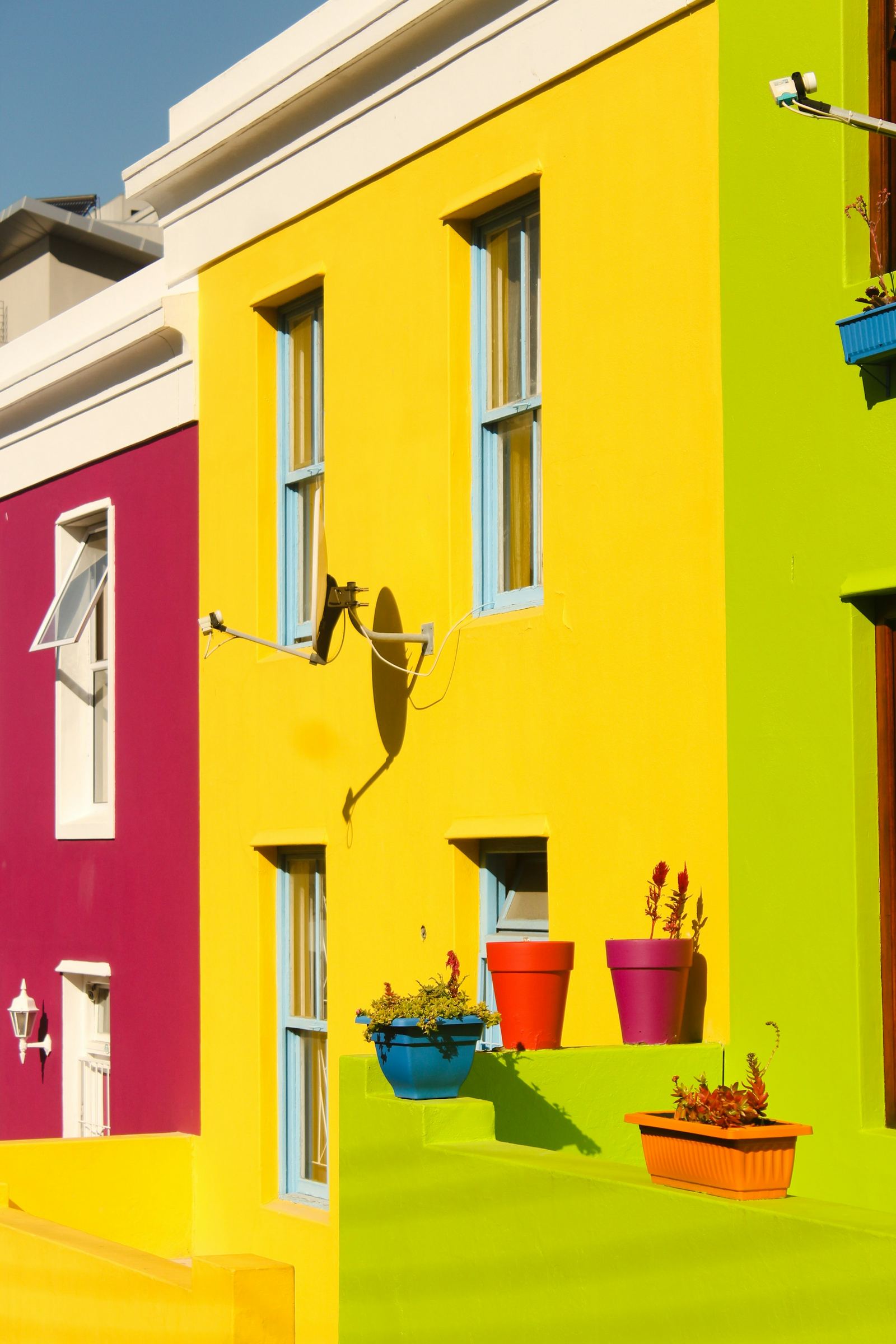 A row of brightly coloured houses in Bo-Kaap, Cape Town